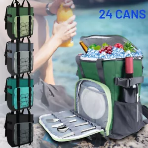 24 Cans Backpack Cooler Insulated Leakproof Waterproof Camping Picnic Lunch Bag - Picture 1 of 13