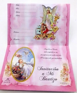 12pcs Invitaciones De Bautizo Spanish Christening girl baptism Invitations - Picture 1 of 7