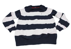 Tommy Hilfiger Youth Boys/Girls Sweater Striped Blue White LARGE (12-14) Preppy - Picture 1 of 9