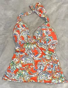 RALPH LAUREN PAISLEY COSTUME DA BAGNO TANKINI HALTERKINI ARANCIONE TAGLIA 12 COSTUME DA BAGNO - Foto 1 di 5