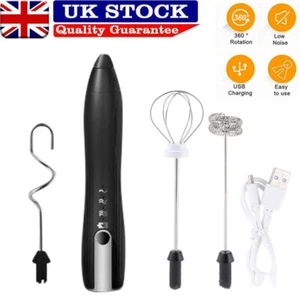 Rechargeable Electric Milk Frother Egg Mixer Whisk Beater Coffee Foamer Kitchen - Picture 1 of 14