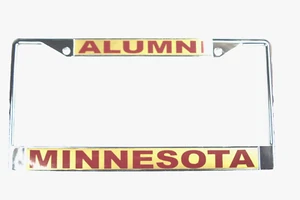 MINNESOTA License Plate Frame, Polished Chrome, ALUMNI/MINNESOTA 419 - Picture 1 of 1