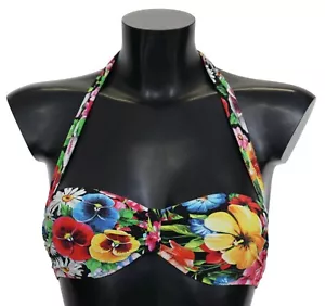 DOLCE & GABBANA Bikini Tops Multicolor Floral Print Swimwear IT1 / XS RRP $300 - Picture 1 of 7