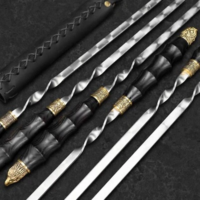 6Pcs BBQ Steel Stainless Skewers Set Grill Barbecue Kebab for Mangal "BORR" - Image 1 of 4