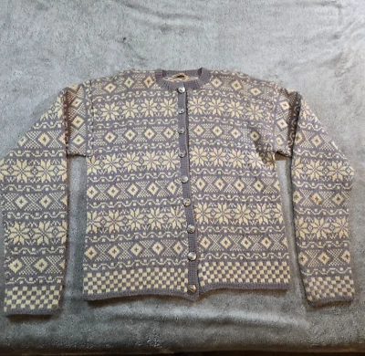 VTG Handmade in Norway Heavy Cardigan Nordic Wool Sweater 50s OOAK Large READ - Image 1 of 4