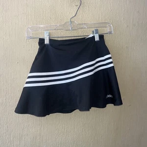 Adidas girls tennis skirt skort size S small 7 / 8 athletic black white stripes - Picture 1 of 5