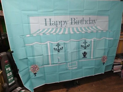  Desayuno Tiara Azul Feliz Cumpleaños Telón de Fondo Turquesa Floral  Foto 1 de 4