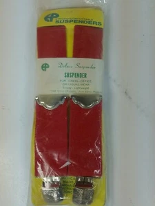 Elastic Products Deluxe Suspenders Clip-On X-Back Suspender Red "Hold Up Gang" - Picture 1 of 6