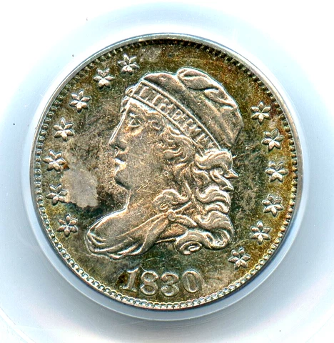 1830 Capped Bust Half Dime, PCGS AU55 Cover