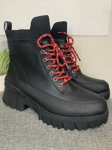 Nurture Whitney  Water Resistant Leather Lace-Up Platform Boots Size 8 NWT $149 - Picture 1 of 18