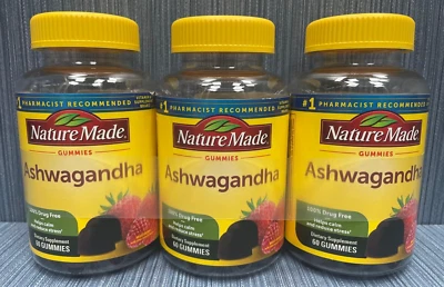 3 x Nature Made Vegan Gluten Free Ashwagandha Gummies Stress Relief Calming 8/26 - Image 1 of 4