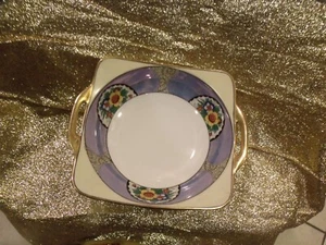 VINTAGE NORITAKE LUSTERWARE SERVIERSCHALE HANDBEMALTE DOPPELGRIFFE - Bild 1 von 5