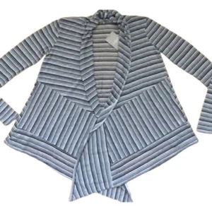$128 Anthropologie Stripes Ahoy Cardigan Small 2 4 Black White Charcoal Sweater - Picture 1 of 12