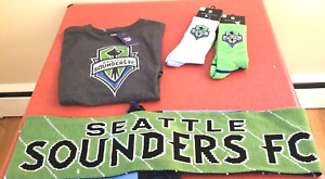Seattle Sounders FC MLS Classic Gray Team Logo XL T-Shirt Package