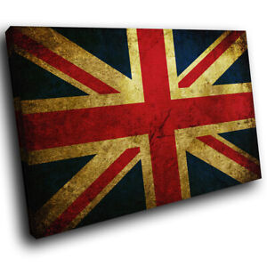 Union Jack Uk Flag Retro Abstract Canvas Wall Art Large Picture Prints