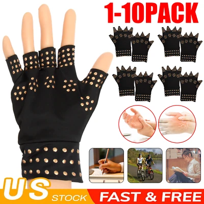 Lote Guantes de Compresión Cobre Artritis Muñeca Articulación Alivio del Dolor Soporte para Manos Foto 1 de 4