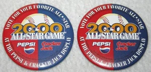 2 Vintage MLB 2000 Baseball All Star Game Pepsi & Cracker Jacks Pinback Buttons - Picture 1 of 3