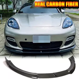 Fits Porsche Panamera GTS Base 2010-2013 Front Bumper Lip Spoiler REAL CARBON - Picture 1 of 12