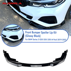 Front Bumper Spoiler Lip For BMW 3 Series G20 320i 330i M Pack 2019-2022 Black - Picture 1 of 8
