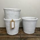 Rustic White Plant Pot - White Washed French Style Stone Pot - Rustic Home Decor