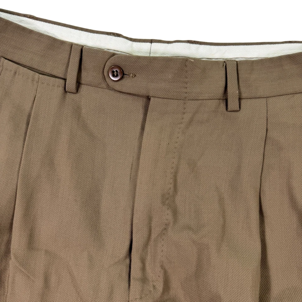 Pantalones de vestir plisados de lana Ermenegildo Zegna beige para hombre 33x24 tiro alto Foto 1 de 4