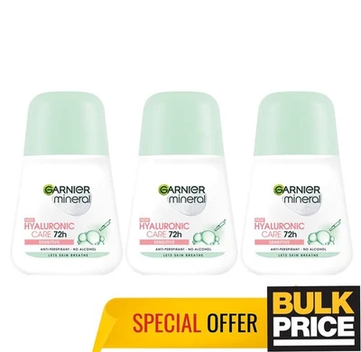 Garnier Mineral Hyaluronic Roll-on Deodorant 72H Sweat Odor Protection 3-Pack - Image 1 of 4