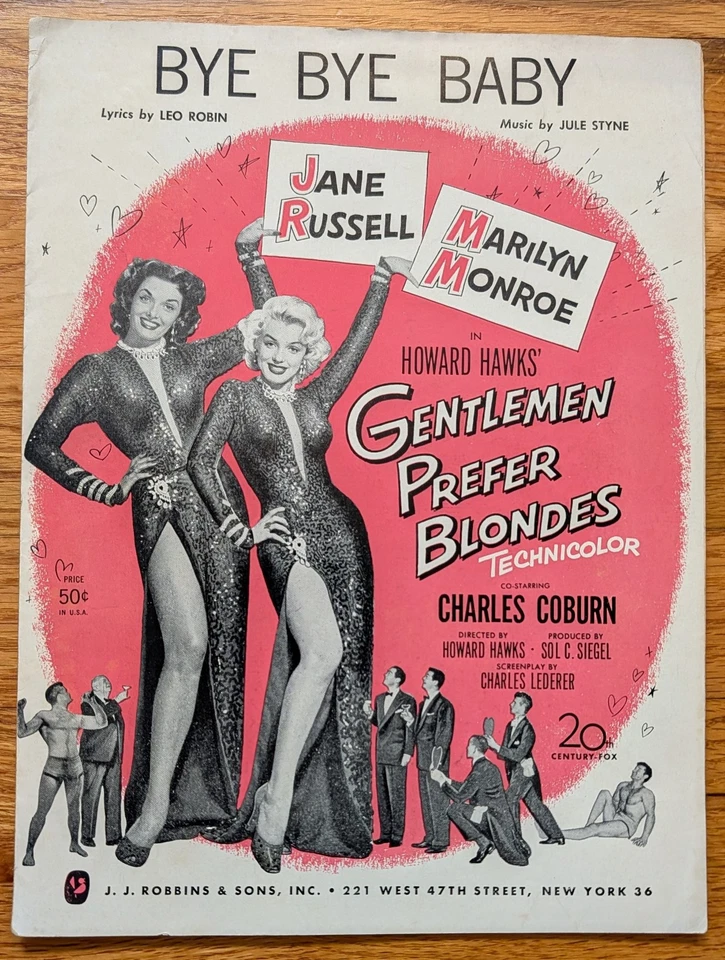 Bye Bye Baby Sheet Music 1949 Gentlemen Prefer Blondes Marilyn Monroe J. Russell - Image 1 of 1