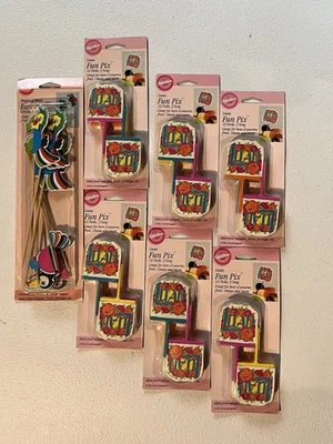 NIP Vintage 1996 Tiki Luau Hawaii Wilton Fun Pix Lot- 6 Packs + 1 Pack Skewers - Image 1 of 4