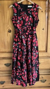 Vestido Rosa Roja Columpio Retro Años 50 Rockabilly Pinup Grande 10 Negro Vintage Fiesta - Imagen 1 de 12