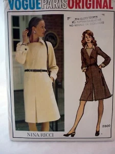 Vtg Vogue Paris Original Pattern 2800 Designer Nina Ricci Dress Uncut Size 12 - Foto 1 di 7