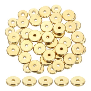 25 Pcs Brass Spacer Beads, 10mm Flat Round Beads Metal Heishi Bead, Gold - Picture 1 of 6