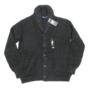 Polo Ralph Lauren Men's Charcoal Gray Cable Knit Shawl-Neck Cardigan Sweater - Picture 1 of 3
