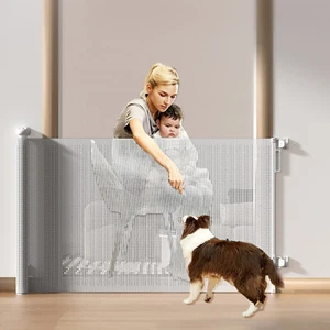 Retractable Baby Gate Large Pet Dog Mesh Fence Portable Guard Indoor 71inch - Picture 1 of 9