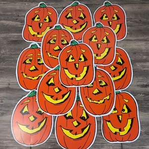 Vtg 80s Halloween Jack O'Lantern Pumpkin Corrugated Plastic Outdoor Decoration - Picture 1 of 14