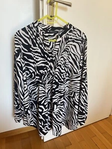 M&S Collection Top Tunic Jungle Striped Black N Off White Shirt Size 18 46eu - Picture 1 of 10