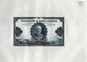 Testschein WATERLOW & SONS Ltd. UK - "Sir Waterlow" auf französischem WMK-Papier OBY 70 - Bild 1 von 3