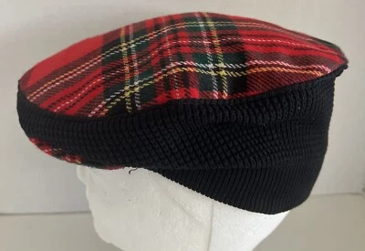 VTG Newsboy Cap Red Tartan Plaid Wool Elastic London Classic Old Money Small - Image 1 of 4
