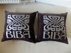Genuine Biba Black Velvet Zipped Cushions X 2 With Inserts - Collection Only
