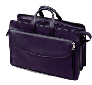 HARNESS COWHIDE LEATHER DELUXE COMPUTER BRIEFCASE WITH BUILT-IN SLEEVE  - Picture 1 of 3