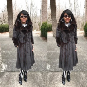 Designer Full length Couture I. Magnin Sable brown color mink Fur coat Jacket S - Picture 1 of 12