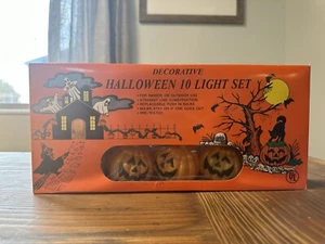 NIB Vintage Blow Mold Jack-O-Lantern String Light Sets Halloween WORKS - Picture 1 of 7