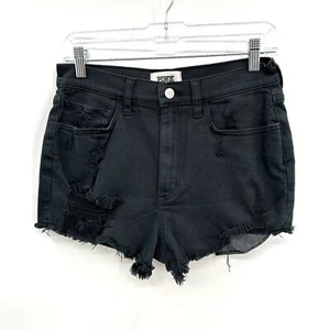 VICTORIA'S SECRET Pink Black Wash Distressed High Rise Raw Hem Jean Shorts 8 - Picture 1 of 4