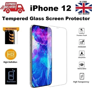 For iPhone 12 Screen Protector REAL Glass Full Coverage Edge-to-Edge 6.1 inches - Picture 1 of 12