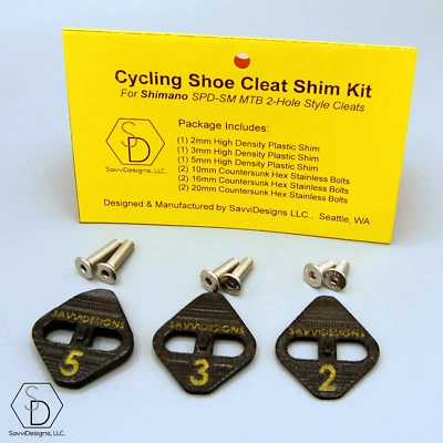 SAVVIDESIGNS, LLC. Shimano SPD - SM MTB Cleat Spacer Cycling Shoe Shim Kit - WITH BOLTS