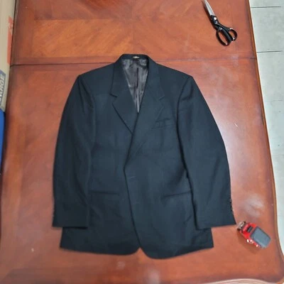 Black Wool Notch Lapel Jacket Single Breasted Robert Stock 40R - Image 1 of 4