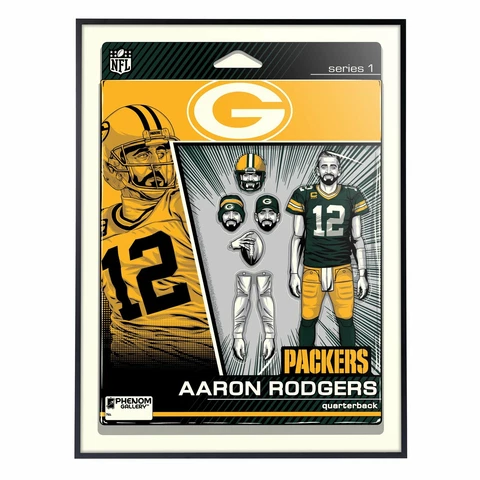 Green Bay Packers Aaron Rodgers Action Figure 18" x 24" Deluxe Framed Serigraph Cover