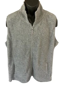 Made for Life Fleece Vest Women's 2X Gray Sleeveless Full Zip Mock Neck Pockets - Picture 1 of 7