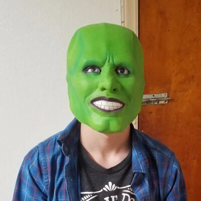 Cosplay The Mask Jim Carrey Mask Halloween Scary Green Face Party Props Latex - Image 1 of 4