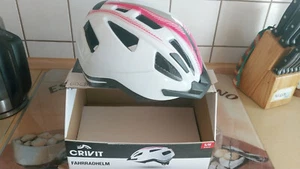 Fahrradhelm mit LED Rücklicht Crivit Unisex Weiß/Pink Radhelm Helm S/M 54-59cm - Bild 1 von 4