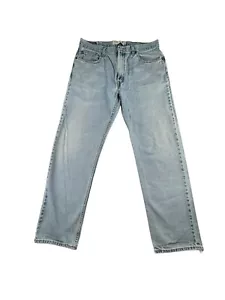 Levi's 505 Distressed Regular Fit Straight Leg Light Blue Denim Jeans Mens 38x34 - Picture 1 of 14